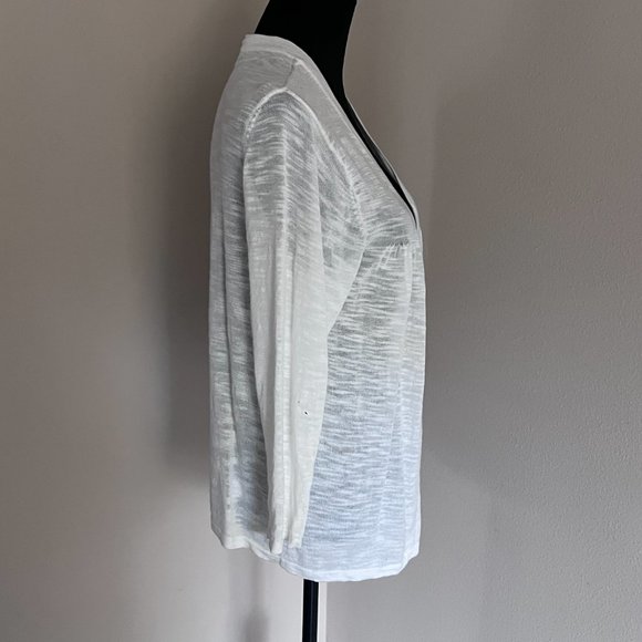 Charter Club Linen Blend Cardigan Shrug - White - Size 0X - Picture 3 of 8